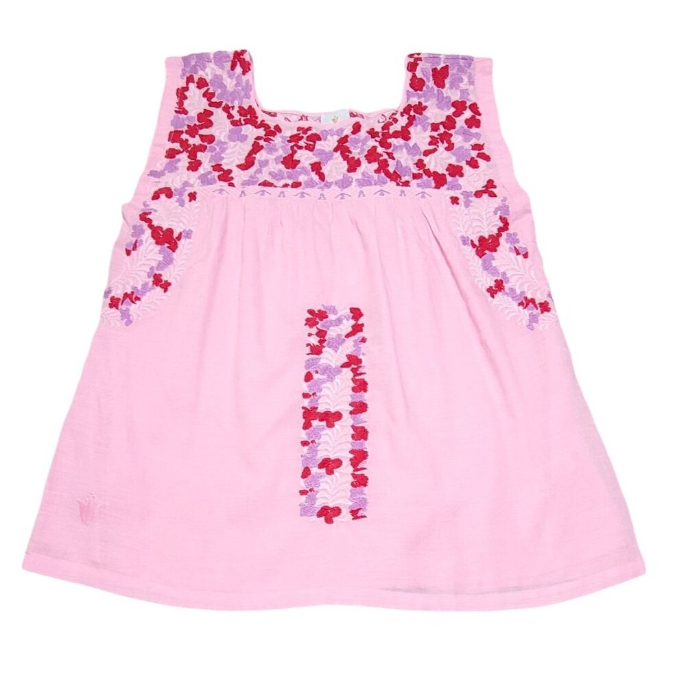 J Marie Womens‎ Pink Embroidered Floral Sleeveless Blouse Square Neck Size S